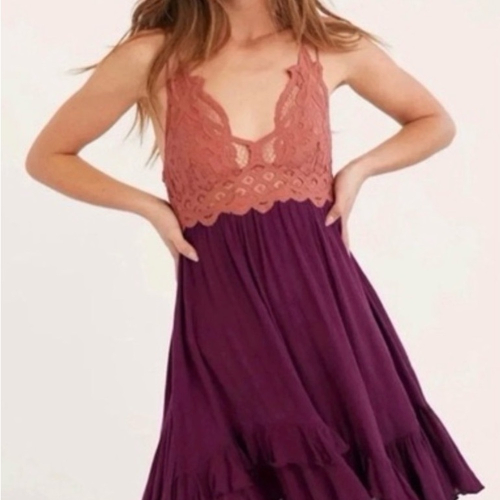 Free People  Flowy Dress in Mauve and Plum